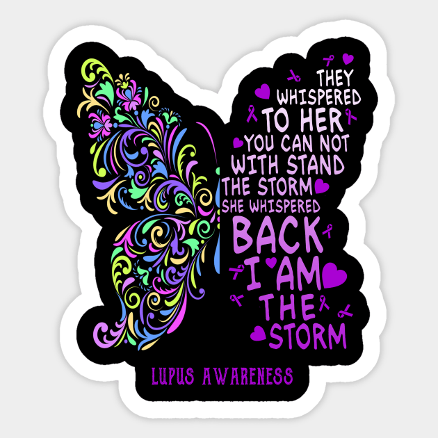 lupus butterfly i am the storm Sticker by TeesCircle